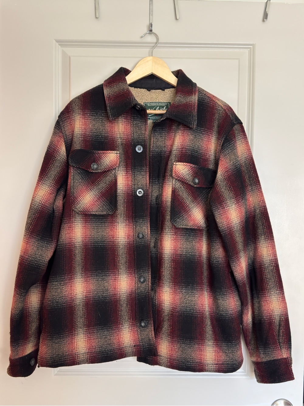 Woolrich Black and Red Plaid Wool Shacket